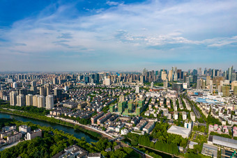 浙江杭州城市建设大景航拍摄影图