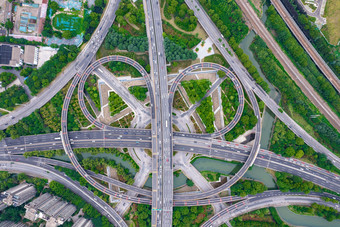 城市<strong>高架</strong>立交桥交通俯拍摄影图