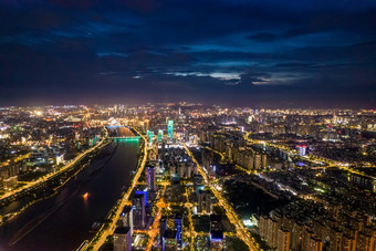 福建福州城市大景夜景灯光航拍<strong>摄影图</strong>