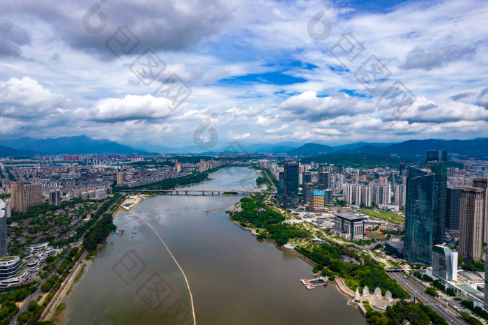 福建福州闽江风光航拍-包图企业站