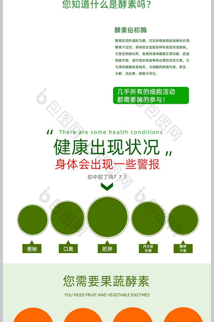 绿色清新果蔬酵素食品保健品详情页设计