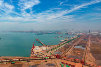港口码头货物航拍日照港口