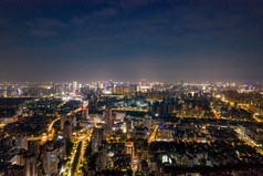 杭州城市夜景灯光大景航拍摄影图