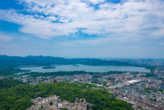 杭州西湖全景航拍摄影图