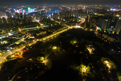 江苏淮安城市夜景灯光大景航拍摄影图