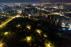 江苏淮安城市夜景灯光大景航拍摄影图