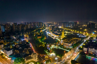 江苏淮安城市夜景灯光航拍摄影图