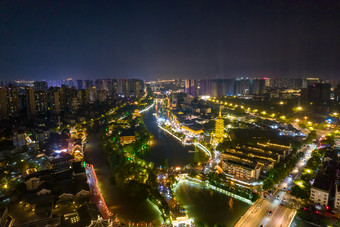 江苏淮安城市夜景灯光航拍摄影图