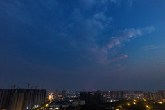江苏淮安城市夜幕降临夜景灯光航拍摄影图