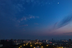 江苏淮安城市夜幕降临夜景灯光航拍摄影图