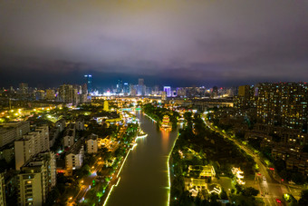江苏淮安里运河长廊夜景灯光航拍摄影图