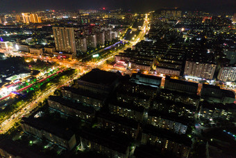 江苏连云港城市夜景灯光航拍摄影图