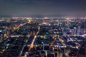 江苏南京<strong>城市夜景</strong>灯光航拍摄影图