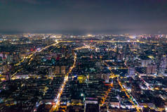 江苏南京城市夜景灯光航拍摄影图