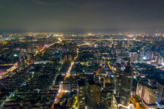 江苏南京城市夜景灯光航拍摄影图