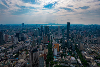 江苏南京新街口城市高楼建筑航拍摄影图