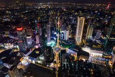 江苏南京新街口夜景航拍摄影图