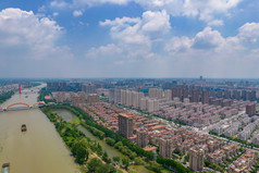 江苏宿迁城市风光京杭大运河航拍摄影图