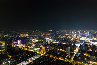 江苏宿迁<strong>城市夜景</strong>灯光航拍摄影图