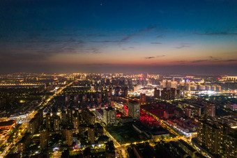 江苏宿迁夜景灯光航拍摄影图