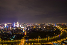 江苏无锡城市夜景大景航拍摄影图