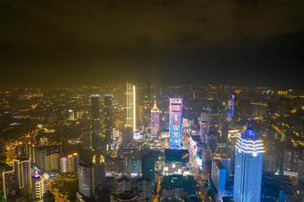 江苏无锡三阳广场夜景灯光航拍摄影图