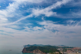 蓝色海洋大海<strong>岛屿</strong>山东长岛航拍摄影图