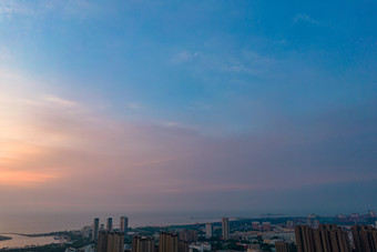 日照城市清晨日出彩霞航拍摄影图
