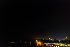 山东蓬莱城市夜景灯光航拍摄影图