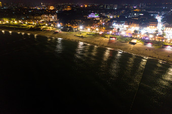 山东蓬莱城市夜景灯光航拍摄影图