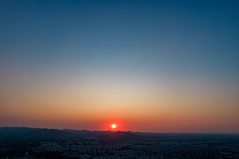 山东青州城市日落晚霞夕阳航拍摄影图