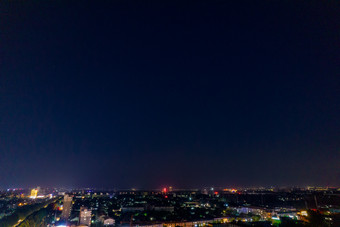 山东青州城市夜景灯光航拍青州古城