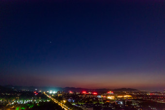 山东青州城市夜景灯光航拍青州古城