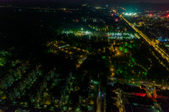 山东青州古城城市夜景灯光航拍摄影图