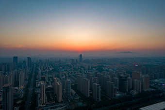 山东日落晚霞夕阳航拍摄影图