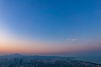 山东日照城市晚霞夕阳航拍摄影图