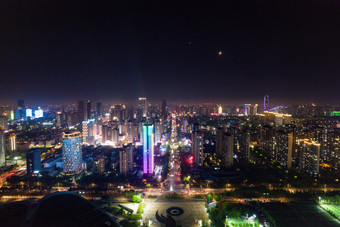 山东日照城市夜景灯光航拍摄影图