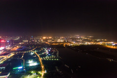 山东日照城市夜景灯光航拍摄影图