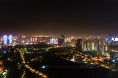 山东日照城市夜景灯光航拍摄影图