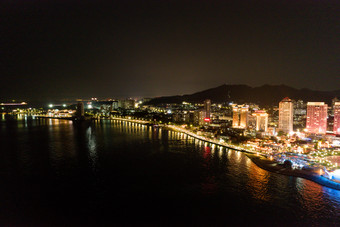 <strong>山东烟台</strong>城市夜景灯光航拍摄影图