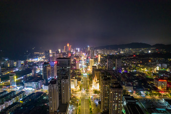 山东烟台夜景灯光航拍摄影图