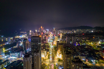 山东烟台夜景灯光航拍摄影图