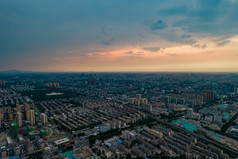 山东淄博城市暴雨来袭航拍摄影图