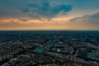 山东淄博城市暴雨<strong>来袭</strong>航拍摄影图