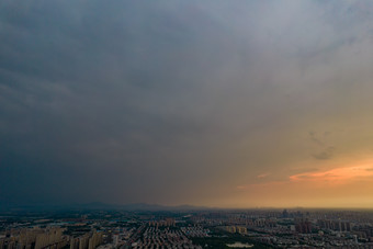 山东淄博城市暴雨<strong>来袭</strong>航拍摄影图