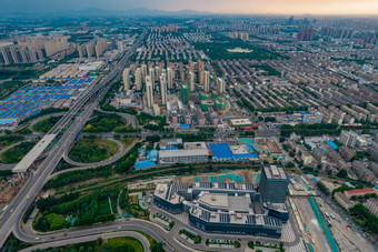 山东淄博城市暴雨来袭航拍摄影图