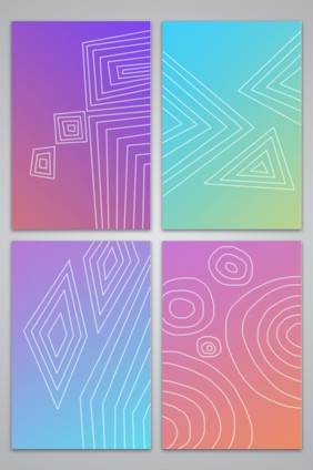 手绘几何波纹彩色渐变背景图