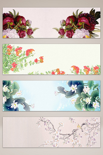 水墨中国风花卉海报banner背景图片