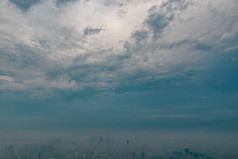 苏州城市清晨迷雾航拍摄影图