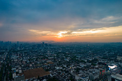 苏州姑苏区日落晚霞夕阳航拍摄影图